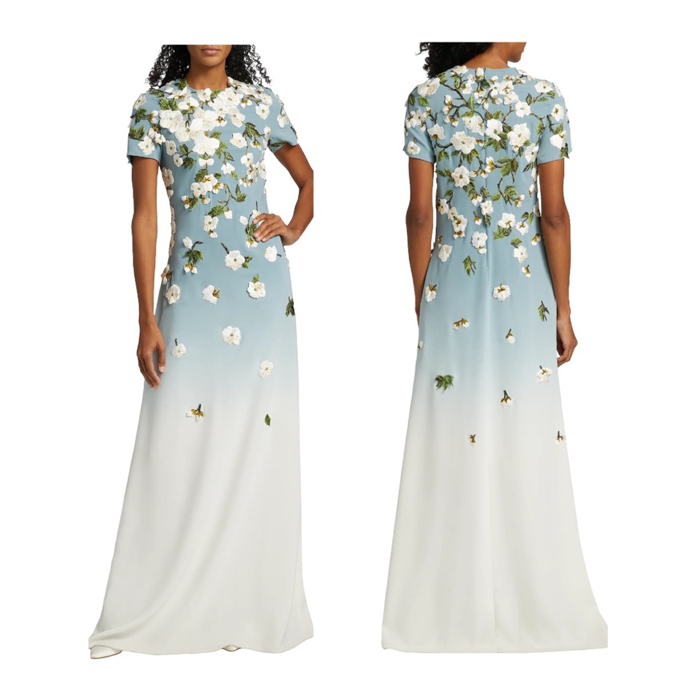 NWT Oscar de la Renta Ombré Cherry Blossom Gown | Medium